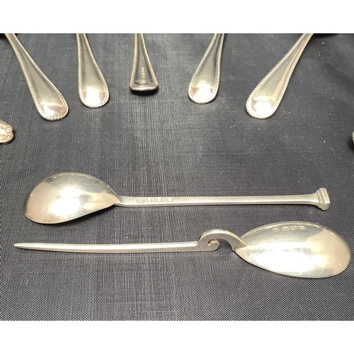 86 - A small collection of silver teaspoons including a set of six by Charles Boyton II, gross weight app... 