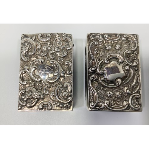 77 - Two silver matchbox holders, on by William Comyns and Sons, hallmarked London, 1890, gross weight ap... 