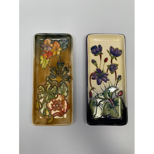 38 - A Moorcroft pottery trial piece rectangular pin tray decorated in the Oberon pattern, designed by Ra... 