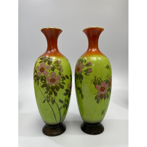 1 - A Royal Worcester figure 'First Dance,' together with a pair of Satsuma pottery vases and another pa... 