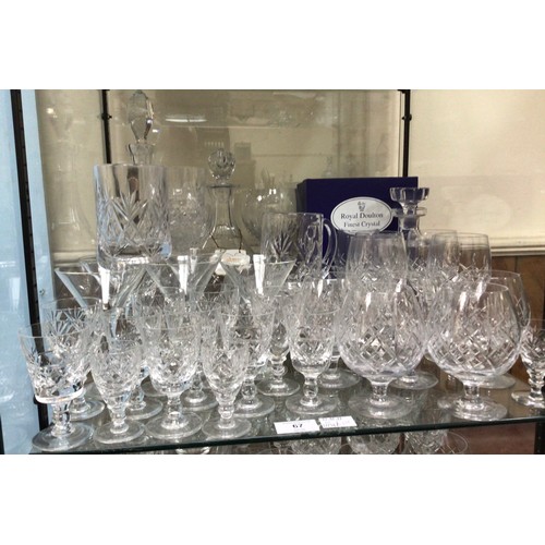 67 - A good collection of assorted cut glass including some Royal Doulton and Thomas Webb crystal pieces,... 