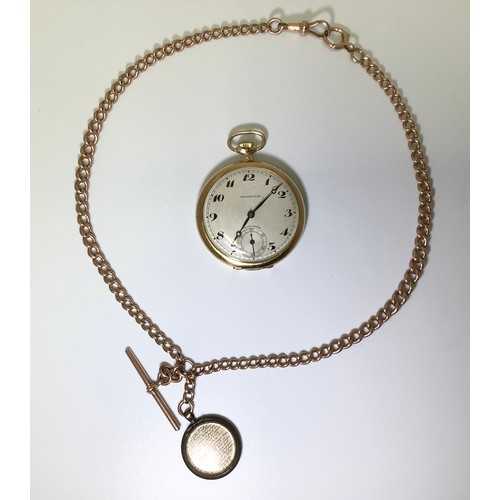 167 - An early 20th century 9ct gold pocket watch by Grosvenor, the silvered dial with Arabic numerals den... 