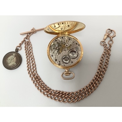 167 - An early 20th century 9ct gold pocket watch by Grosvenor, the silvered dial with Arabic numerals den... 