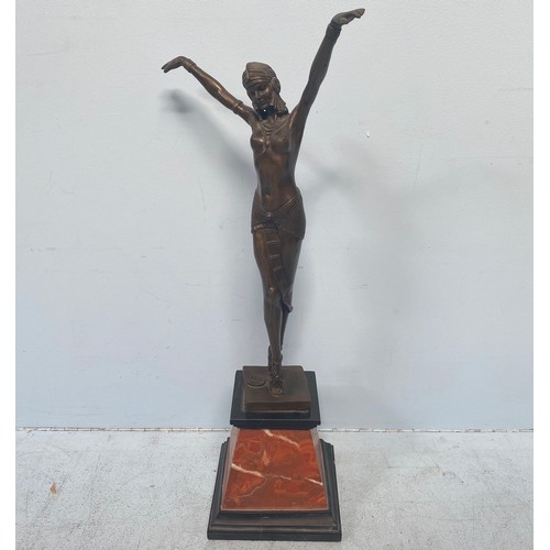 515 - After Demetre Chiparus, an art deco style bronze figure of a semi-clad female ‘Egyptian Dancer’, wit... 