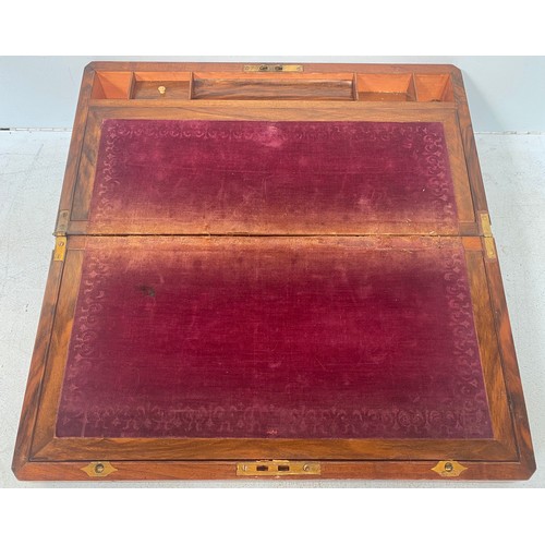 320 - A large Victorian rosewood and inlaid marquetry writing slope opening to reveal a gilt-tooled claret... 