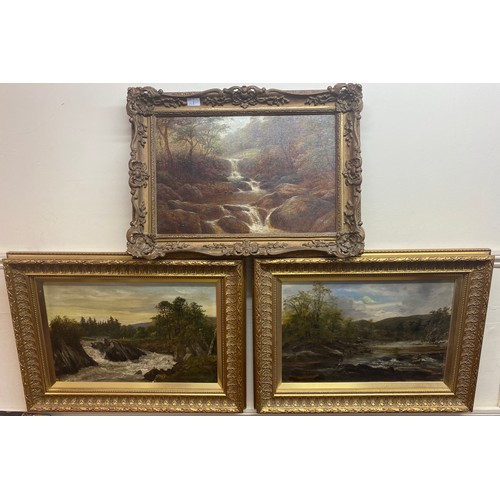 527 - John Tunstall Haverfield (1825 - 1885) Two country landscape studies with rivers in woods and mounta... 