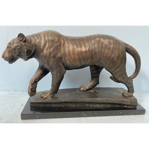 533 - Gary Hodges (b.1954) ‘Stealth’ (Tiger) bronze sculpture of a tiger, raised on rectangular pedestal b... 