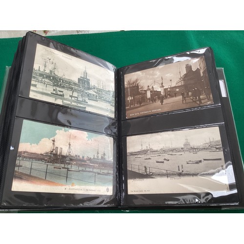 310 - Two albums of old postcards of Portsmouth and Gosport, with a lot of emphasis around the landing sta... 