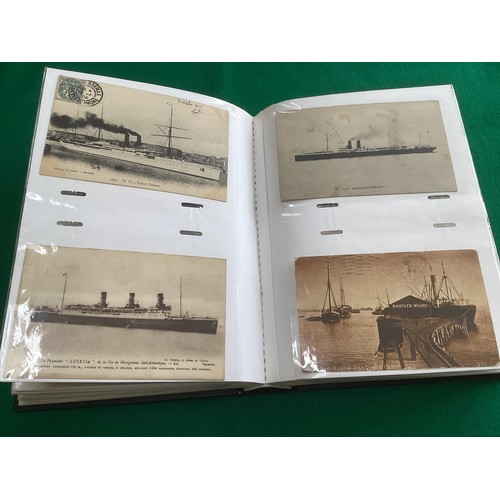 307 - A modern album containing more than 150 shipping postcards – of which approximately 37 are standard-... 