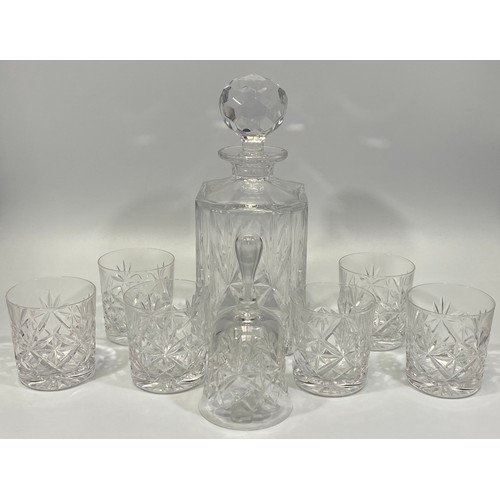 17 - A set of 6 Webb Continental hand-cut lead crystal whisky tumblers, together with a Webb crystal spir... 