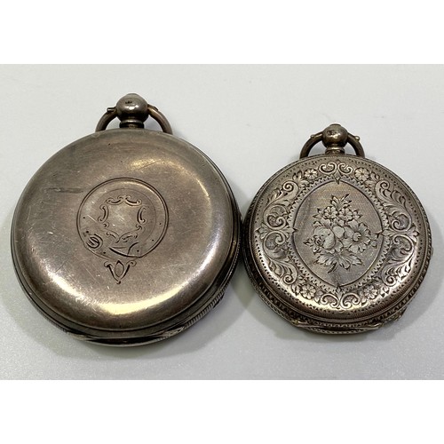 129 - A 19th century silver cased open-faced pocket watch by J. Harris, Manchester, the silver dial with g... 