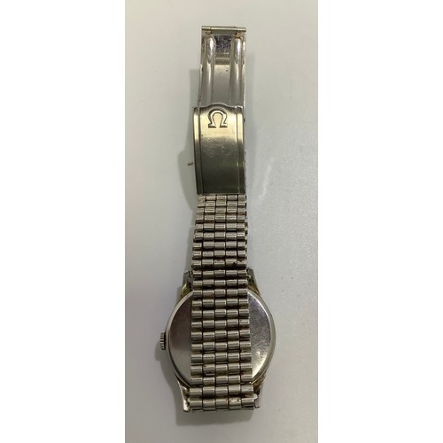 136 - A gents stainless steel, Dennison cased Omega wristwatch, C.1950’s, the silvered dial with alternati... 