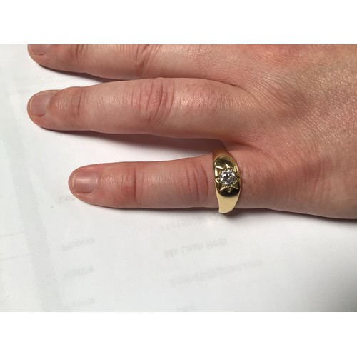 225 - A 18ct gold tapering band ring 'gypsy set' with a round brilliant cut diamond, 1/2 carat, with E.G.L... 