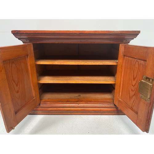 365 - A stained mahogany miniature hanging cupboard, possibly an apprentice piece, stepped cornice above a... 