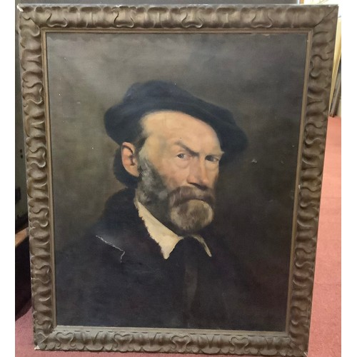 524 - 19th Century European School.  Head and shoulders portrait of a middle-aged bearded man wearing velv... 