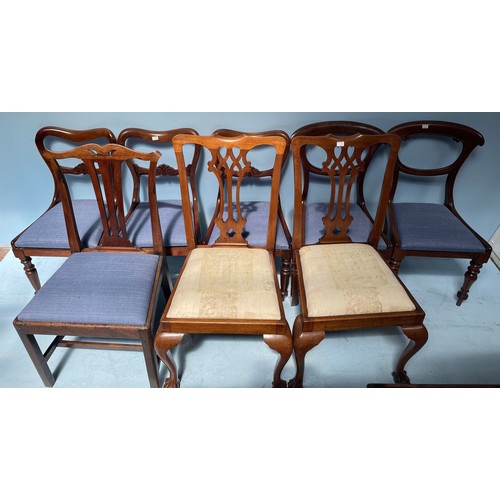 549 - Eight assorted dining chairs including a pair of mahogany Chippendale style chairs with pierced back... 