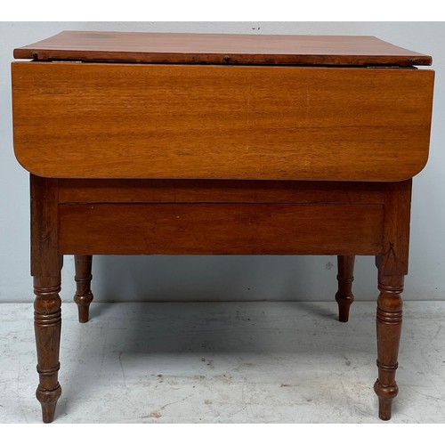 552 - An unusual 19th century and later mahogany campaign style Pembroke table, with hinged top enclosing ... 