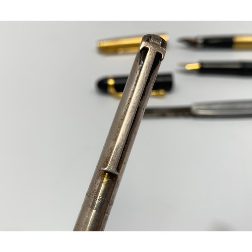 393 - A Parker 65 fountain pen with 14ct gold plated cap and barrel and 14ct gold nib, together with a Tif... 