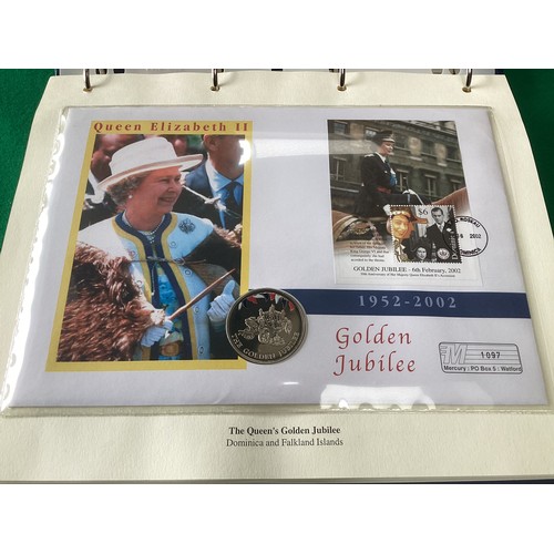 290 - Seven albums from the Westminster Queen’s Golden Jubilee 2002 Coin Cover Collection, comprising arou... 