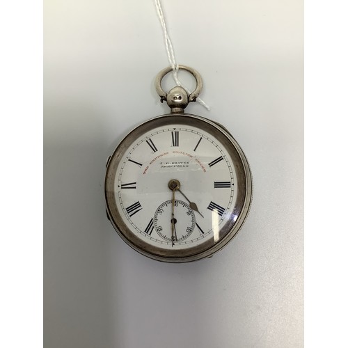 154 - A silver cased open-face pocket watch by J. G. Graves, Sheffield, the white enamel dial Roman numera... 