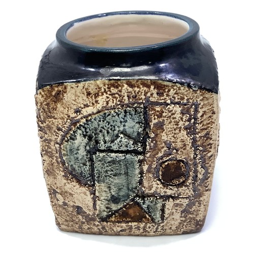 55 - A Troika Pottery marmalade pot decorated by Teo Bernatowitz, with incised and painted abstract decor... 