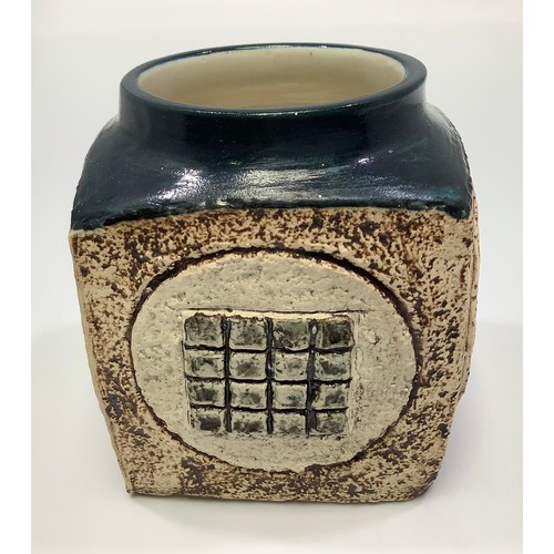 54 - A Troika Pottery marmalade pot decorated by Louise Jinks, with incised and painted abstract decorati... 