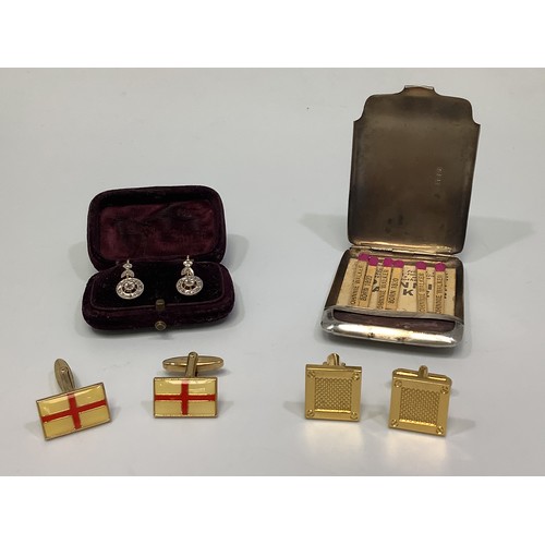 254 - A pair of yellow metal (test as 14ct or above) earrings, illusion set with small diamonds, gross wei... 