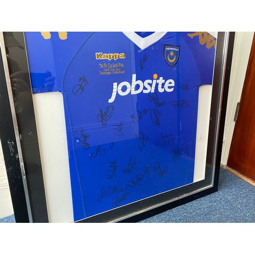 350 - A framed replica/commemorative Portsmouth FA Cup Semi-Final shirt by Kappa, bearing approximately 20... 