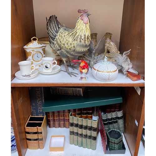 333 - Various mixed ceramics and collectables including a pair of Chinese porcelain dogs, a Minton clock, ... 