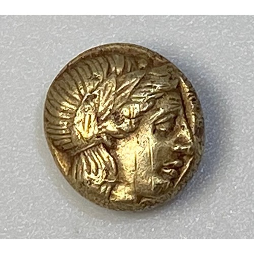 285 - An Ancient Greek, Lesbos, Mytilene, Electrum Hekte, 375 - 326BC, with Laureate head of Apollo to the... 