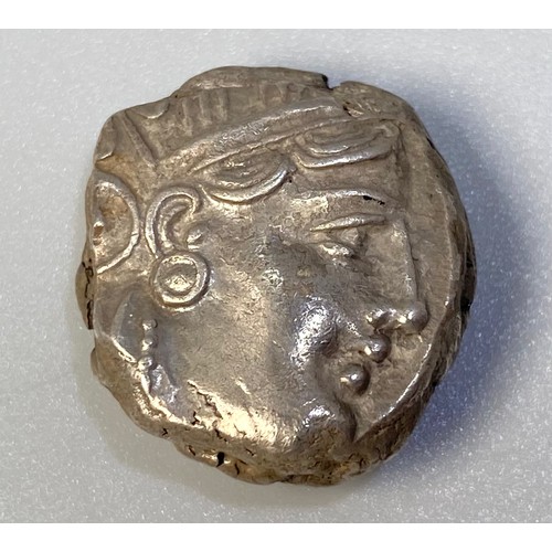 286 - An Ancient Greek, Attica, Athens, Silver Tetradrachm, c.353 - 294BC, with helmeted head of Athena to... 