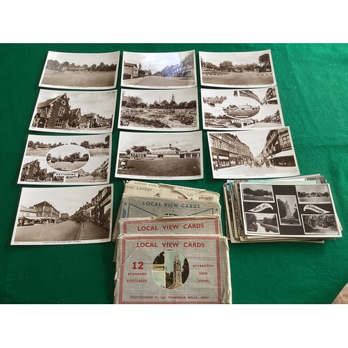 305 - Approximately 290 standard-size postcards in a shoebox with some interesting finds inside. The cards... 