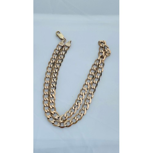 193 - A solid 9ct yellow gold curb link chain, weighing 22.2 grams, 18 inches in length.