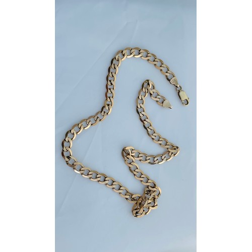 193 - A solid 9ct yellow gold curb link chain, weighing 22.2 grams, 18 inches in length.