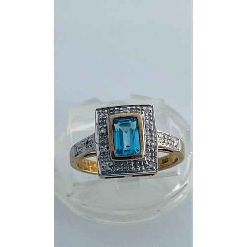 183 - Two 9ct gold dress rings, one set with an oval cabochon turquoise stone, the other set with a rectan... 