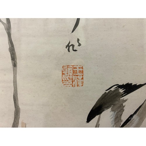 492 - A set of four Chinese gouache studies of birds amidst flowers and branches, each with character mark... 