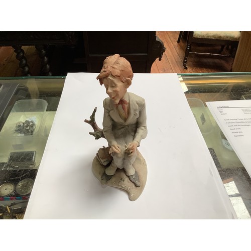 36 - Six various Capodimonte porcelain figure groups including a boy eating a slice of watermelon, a pot ... 