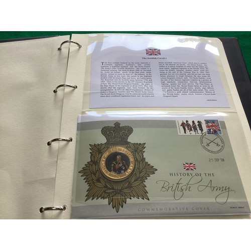 151 - History of the British Army Commemorative Medal Collection containing commemorative stamps, and also... 