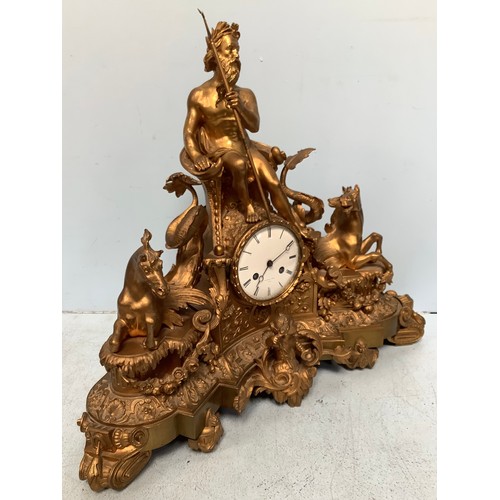 230 - A 19th century gilt-bronze cast mantel clock by Raingo Frere, Paris, with eight-day movement strikin... 