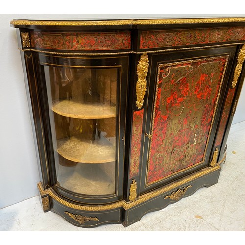 272 - A Victorian ebonised and red tortoiseshell and brass Boullework credenza, with central cupboard encl... 