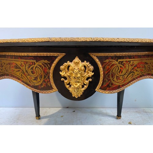 268 - A Victorian ebonised and red tortoiseshell, Boulle worked, shaped oval centre table, with gilt-metal... 