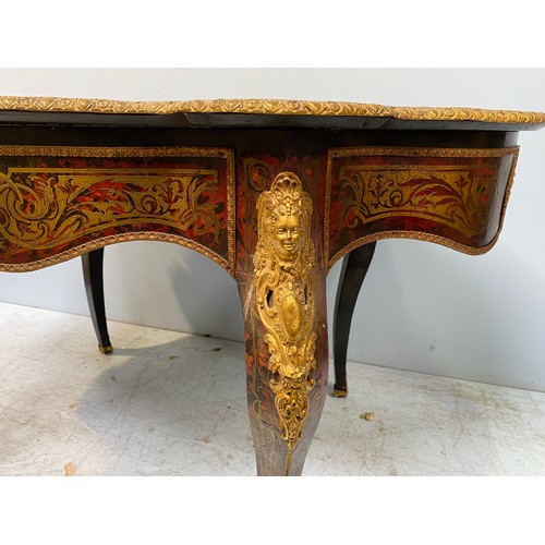 268 - A Victorian ebonised and red tortoiseshell, Boulle worked, shaped oval centre table, with gilt-metal... 