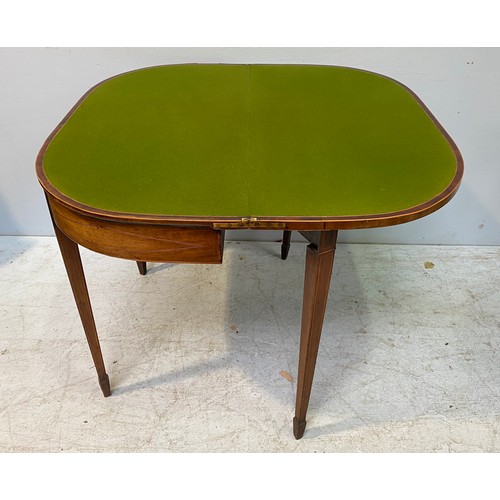 278 - A George III mahogany circular folding card table with green baize top, 92cm wide, together with a G... 