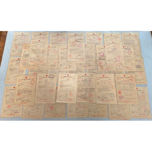 389 - Thirty six various WWII Jersey Red Cross Message Bureau forms dated 1942, all with replies verso and... 