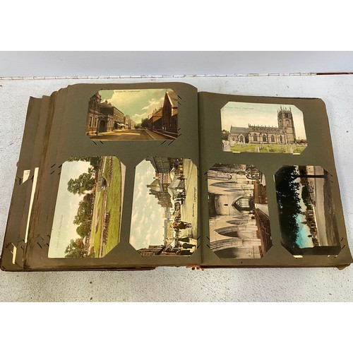 172 - An Edwardian postcard album, containing approximately 130 postcards, mostly topographical, monochrom... 