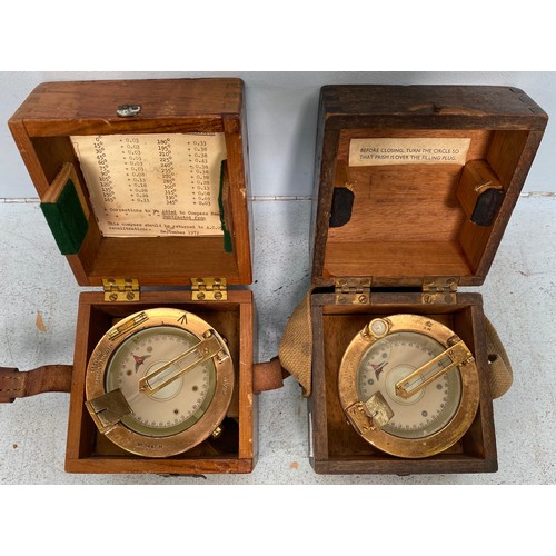 Two various brass Adnirlaty Pattern Medium Landing Compasses, in fitted ...