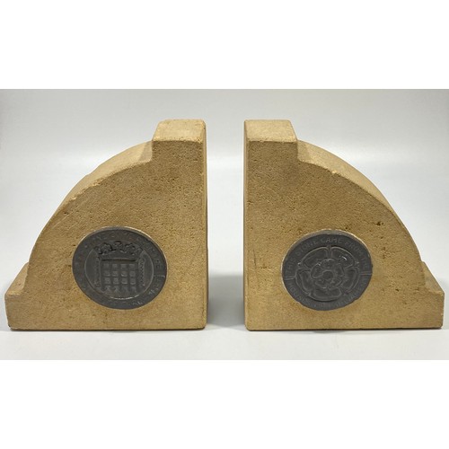 205 - A pair of bookends made from the Houses of Parliament stone which was salvaged after being bombed in... 