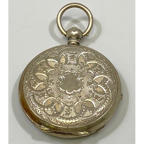 67 - A continental fine silver pocket watch with silvered dial, gold coloured Roman numerals, case marked... 