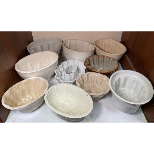 30 - Nineteen various ceramic jelly moulds including examples by Copeland, Shelley and Adams (Sections 19... 