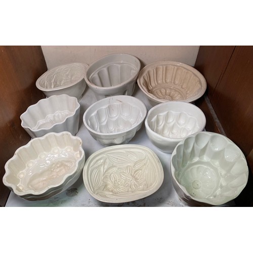 30 - Nineteen various ceramic jelly moulds including examples by Copeland, Shelley and Adams (Sections 19... 